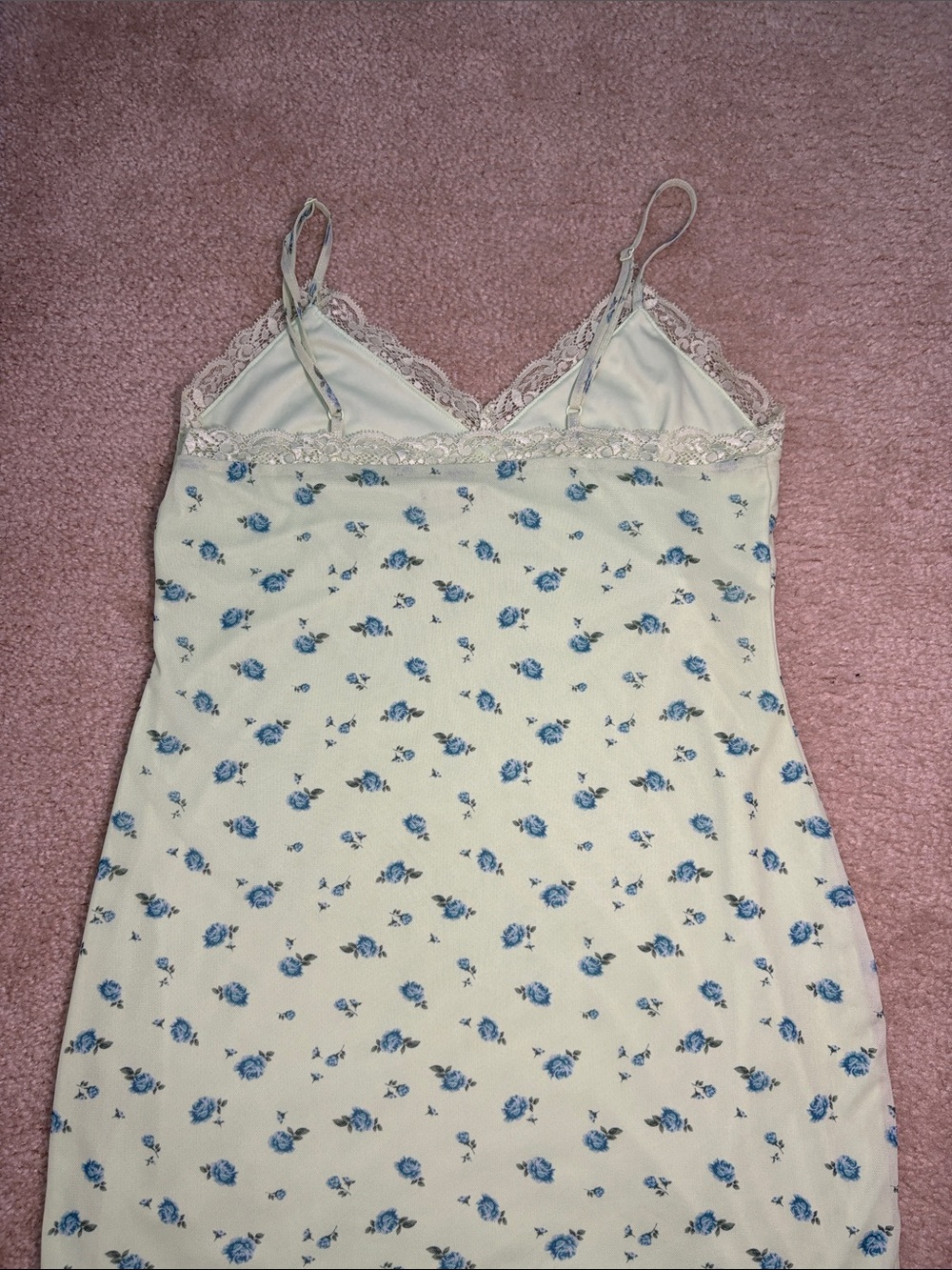 Wild Fable Women's Green Floral Slip Dress with Blue Rose Print - Picture 6 of 7